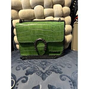 Marina Galanti Green Crocodile Embossed Leather Bag